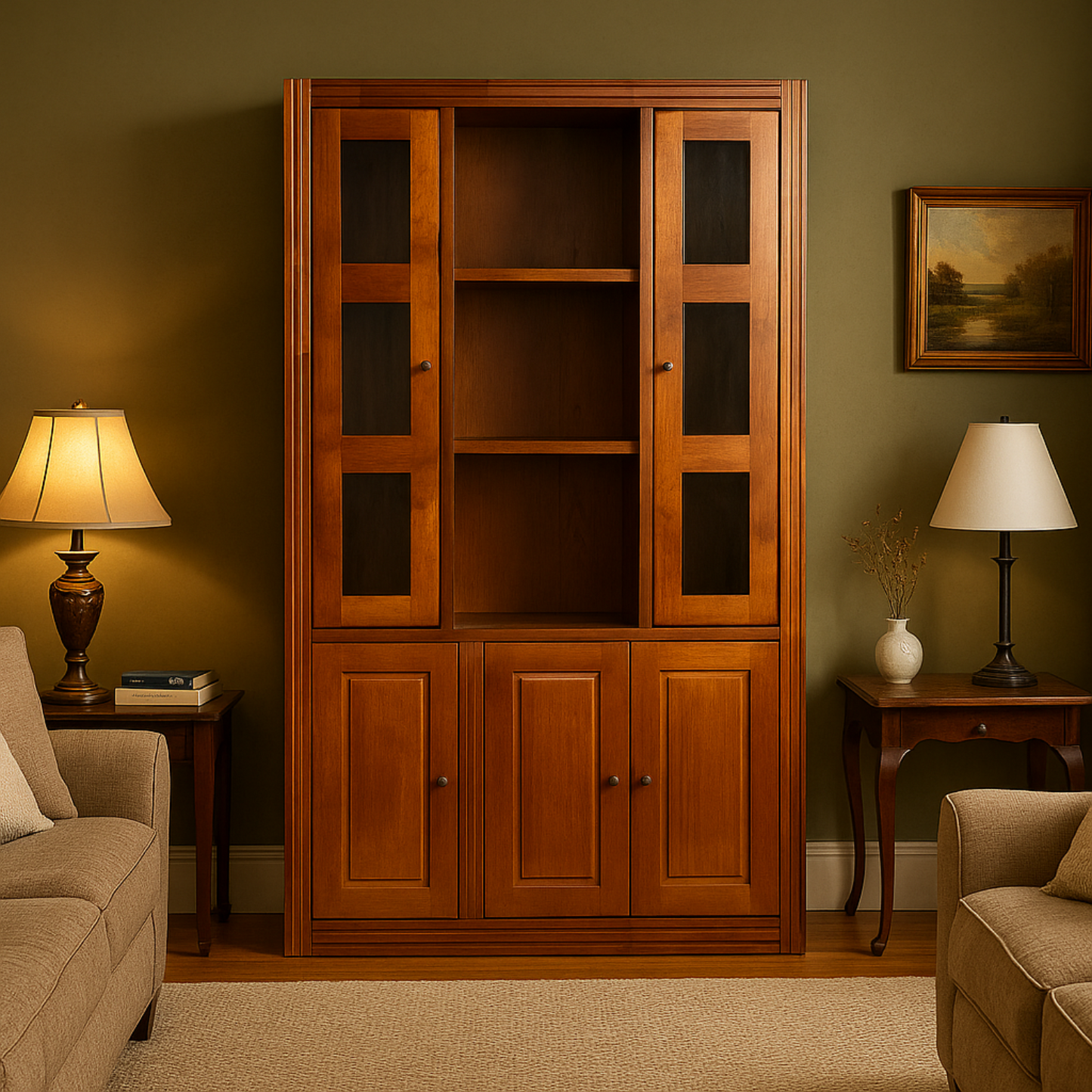 VITRINA BERLIN 3 CUERPOS NOGAL