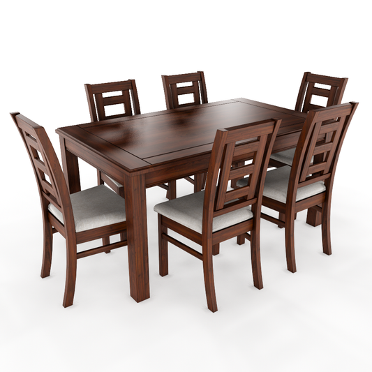 JUEGO DE COMEDOR NOGAL SEVILLA 6 SILLAS