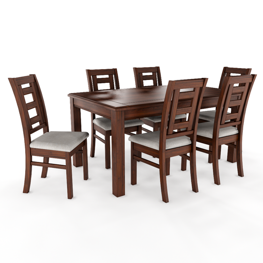 JUEGO DE COMEDOR NOGAL SEVILLA 6 SILLAS