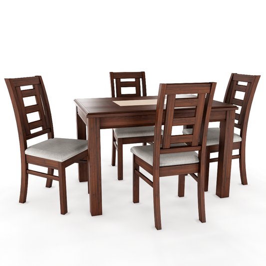 JUEGO DE COMEDOR PORCELANATO SEVILLA 4 PERSONAS NOGAL MADERA