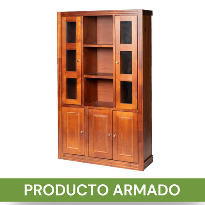 VITRINA BERLIN 3 CUERPOS NOGAL