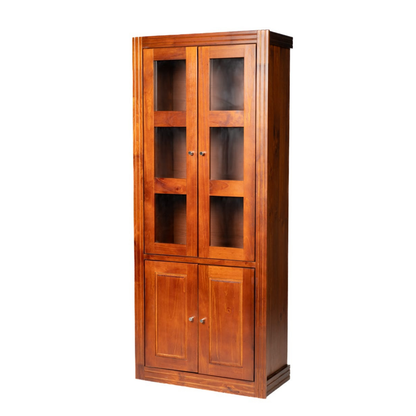 VITRINA BERLIN 2 CUERPOS NOGAL