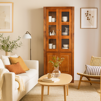 VITRINA BERLIN 2 CUERPOS NOGAL