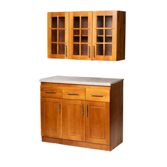 Mueble de Cocina Set Elevacion y base Berin Madera Nogal 3 Puertas