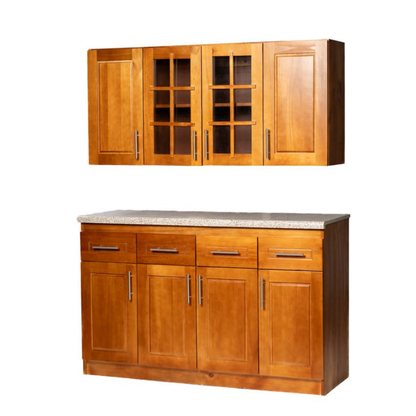 Mueble de Cocina Set Elevacion y base Berin Madera Nogal 4 Puertas
