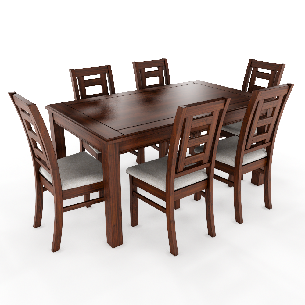 JUEGO DE COMEDOR NOGAL SEVILLA 6 SILLAS