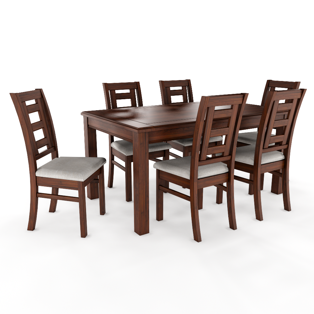 JUEGO DE COMEDOR NOGAL SEVILLA 6 SILLAS