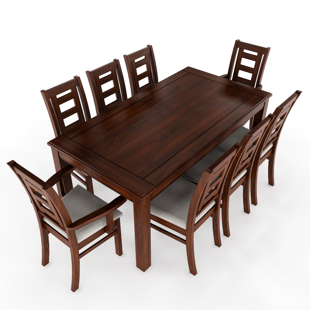 JUEGO DE COMEDOR NOGAL SEVILLA 8 SILLAS INCLUYE  SITIALES