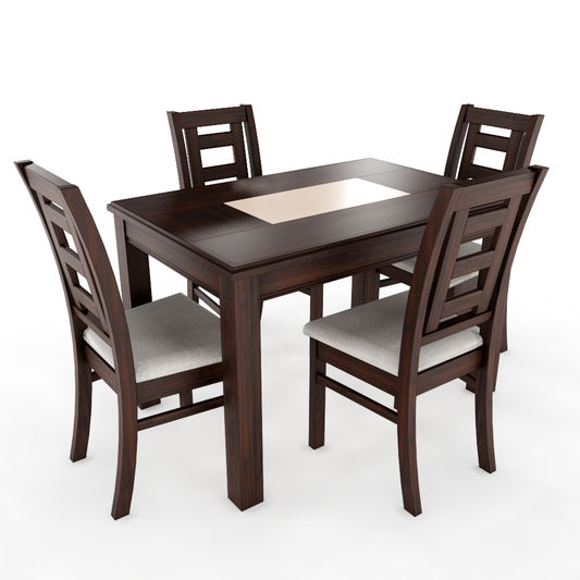 JUEGO DE COMEDOR PORCELANATO SEVILLA 4 PERSONAS CHOCOLATE MADERA