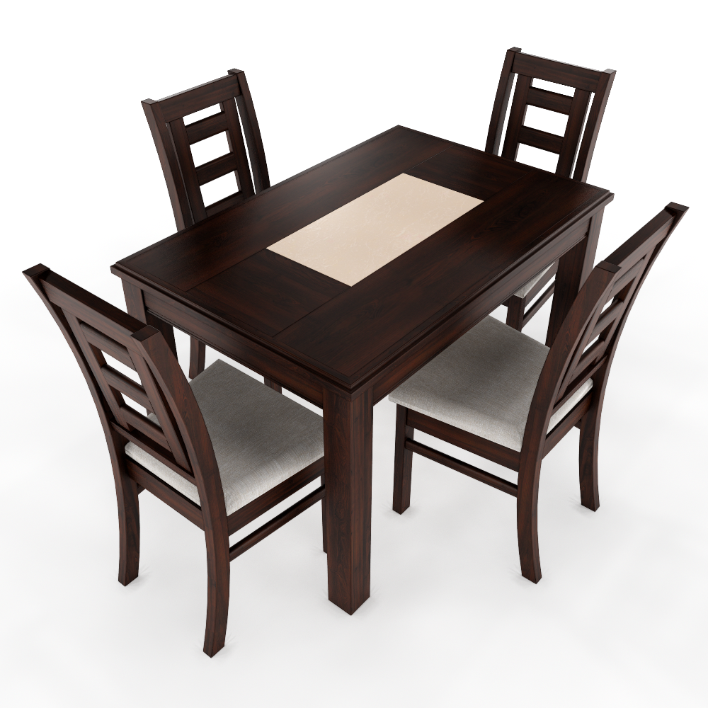 JUEGO DE COMEDOR PORCELANATO SEVILLA 4 PERSONAS CHOCOLATE MADERA
