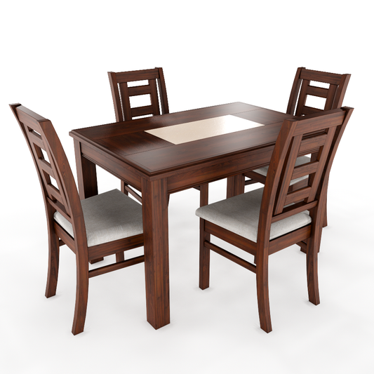 JUEGO DE COMEDOR PORCELANATO SEVILLA 4 PERSONAS NOGAL MADERA