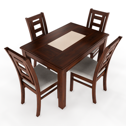 JUEGO DE COMEDOR PORCELANATO SEVILLA 4 PERSONAS NOGAL MADERA