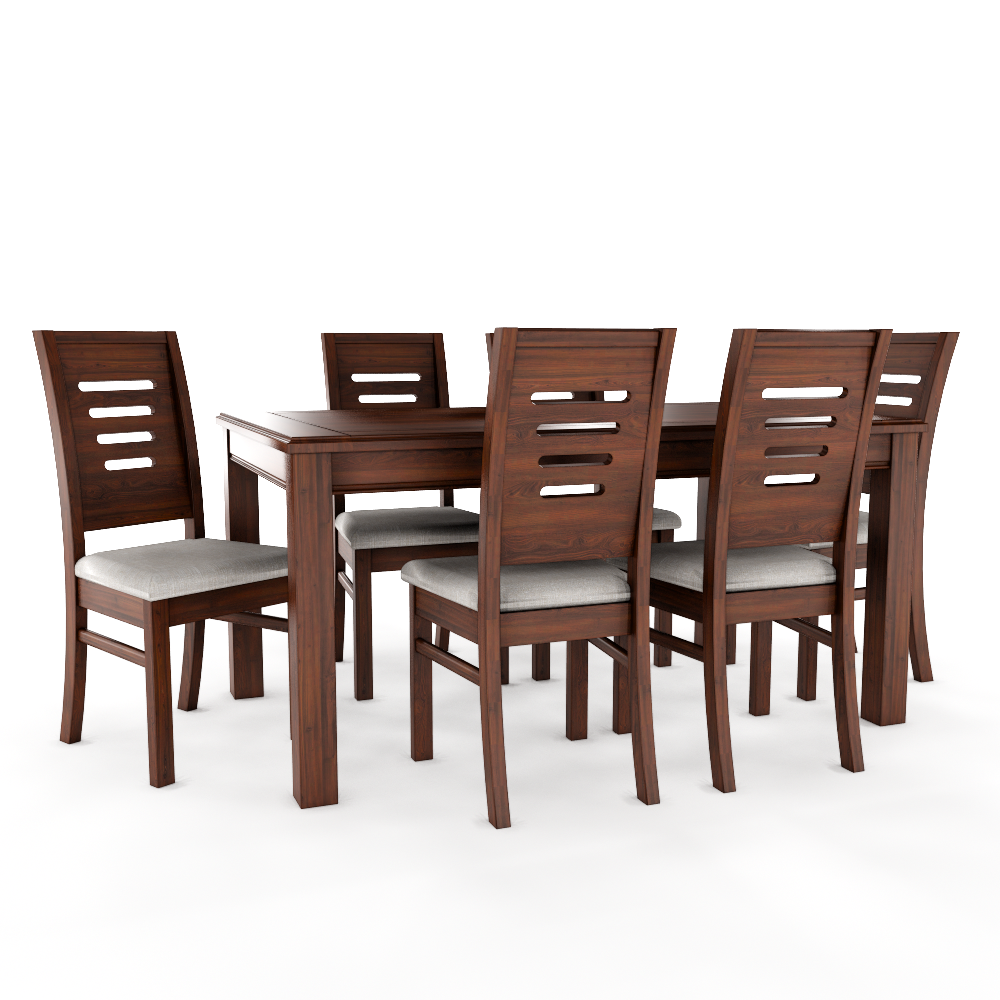 JUEGO DE COMEDOR NOGAL ROMA 6 SILLAS