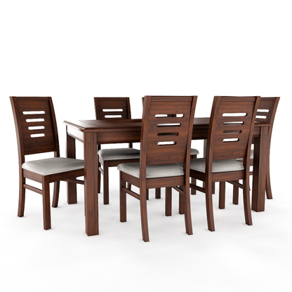 JUEGO DE COMEDOR NOGAL ROMA 6 SILLAS