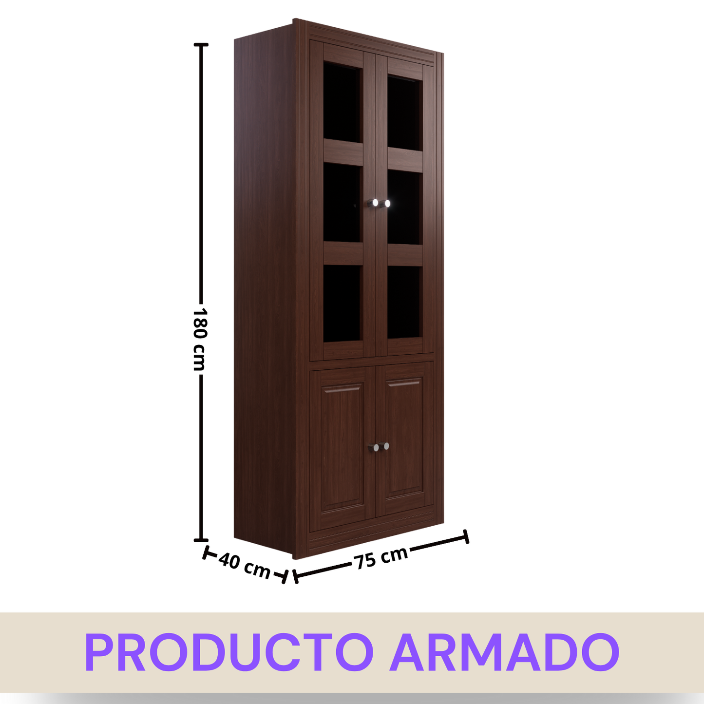 VITRINA BERLIN 2 CUERPOS NOGAL