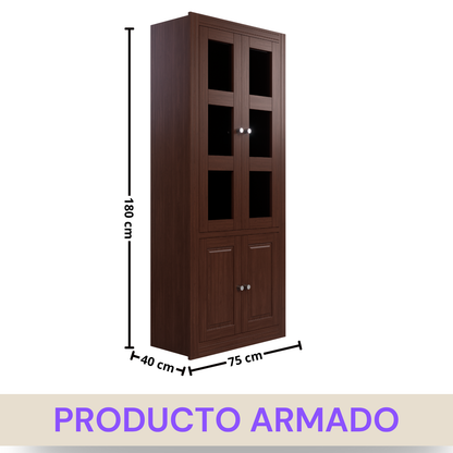 VITRINA BERLIN 2 CUERPOS NOGAL
