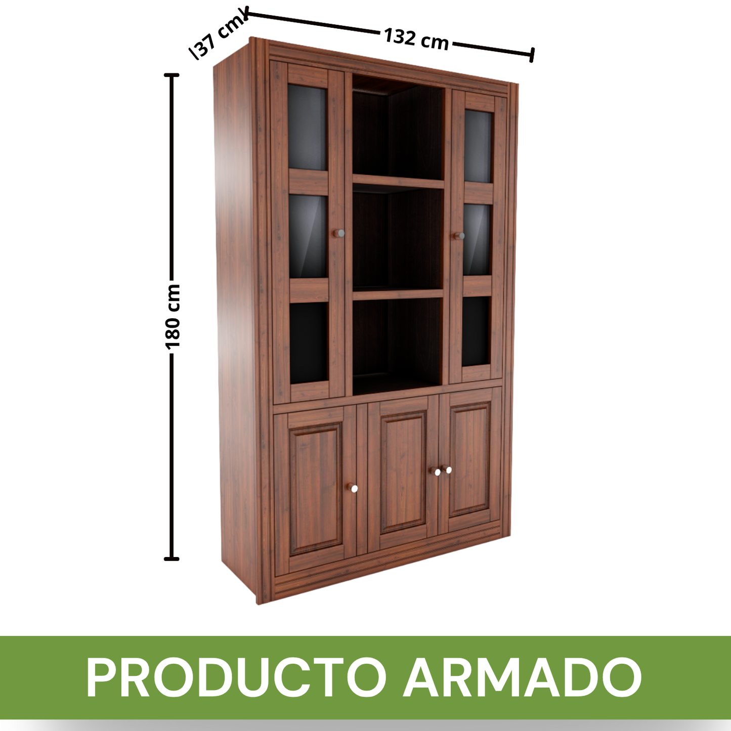 VITRINA BERLIN 3 CUERPOS NOGAL