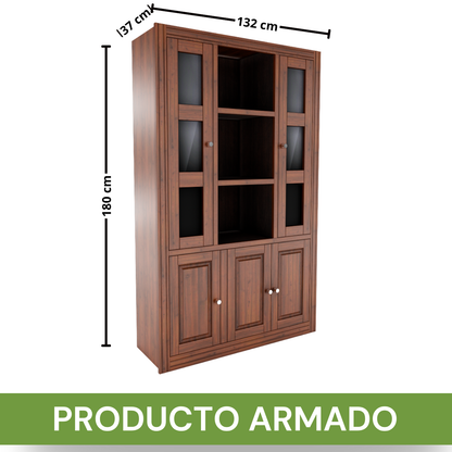 VITRINA BERLIN 3 CUERPOS NOGAL